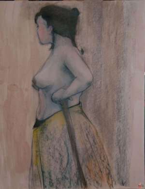Sylvie au bâton, peinture (AM Savary)